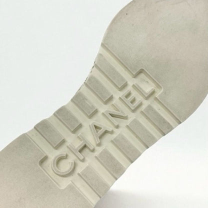 Chanel Loafer Leather Shoes Patent Leather White Gold Here Mark Thick Sole