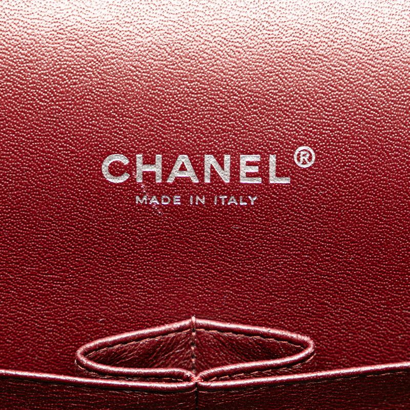 Chanel Matelasse Double Flap Coco Mark Chain Shoulder Bag Black Caviar Skin