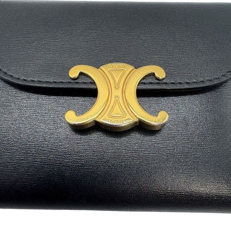 2992 Celine Small Flap Wallet Triomphe Shiny Calfskin 10d783dpv.38no Trifold