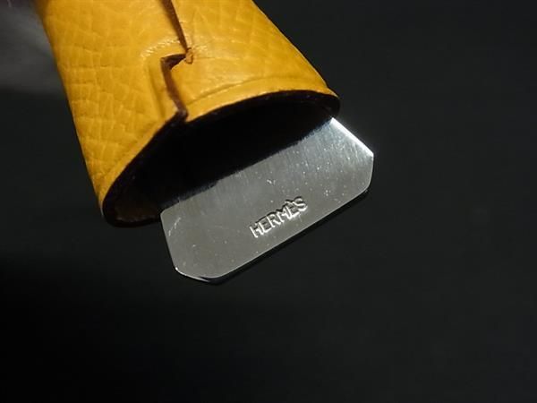 Hermes Mini Clochette Leather Silver Hardware Dog Tag Bag Charm Women's