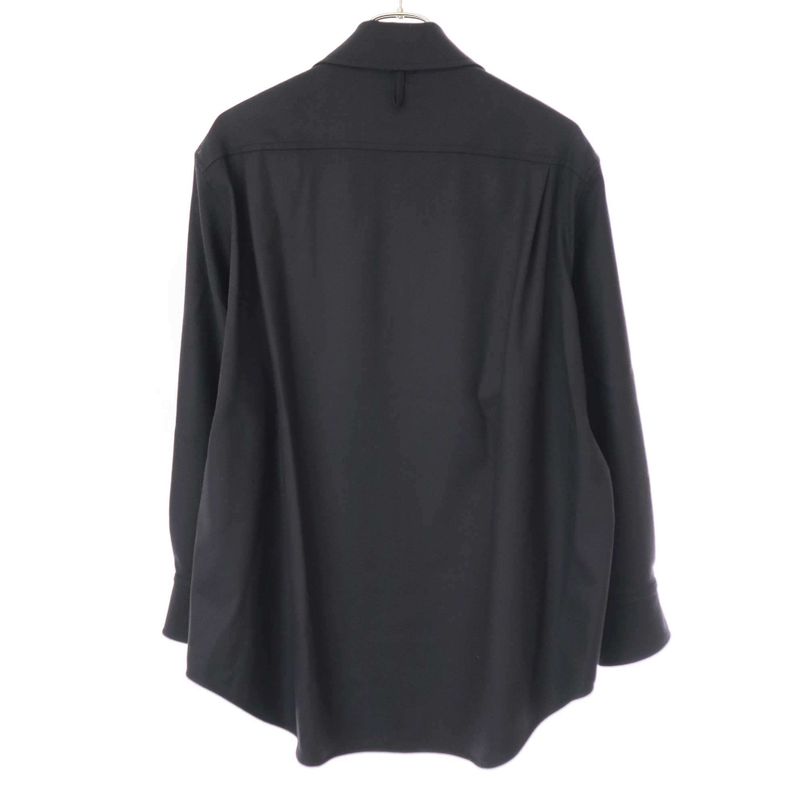 Hermes Embroidery Zip-Up Wool Shirt Jacket 2h0212dn Black 36