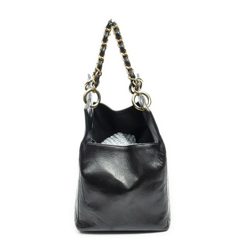 Chanelgst Tote Bag Black Matelasse Lambskin Leather A