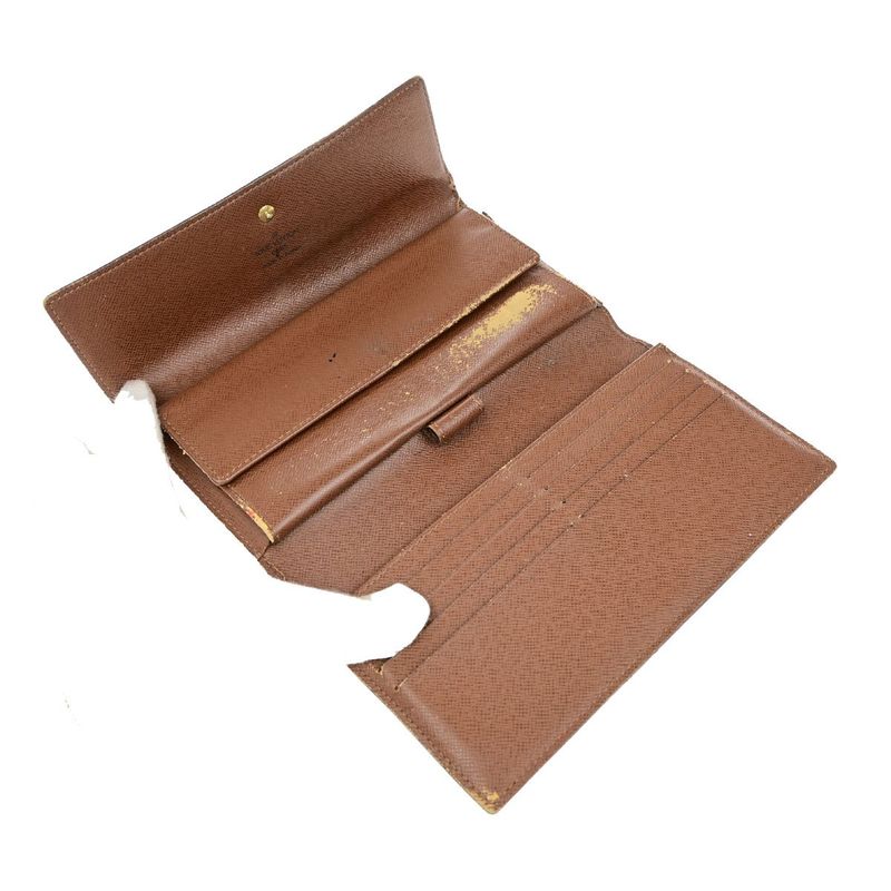 Louis Vuitton LV Logo 2-set Fold Wallet Monogram Leather Brown 01ed973