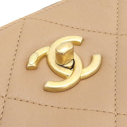 Chanel Tote Matelasse Shopping Bag Leather Beige Gold Hardware Shoulder As3508