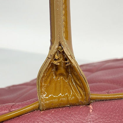 Chanel Boston Bag Matelasse Leather Patent Leather Pink Silver Hardware Men