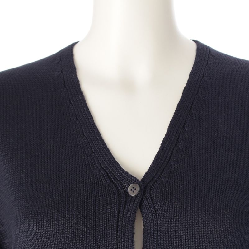 Prada 100% Silk Long Sleeve Cardigan Top Navy 44