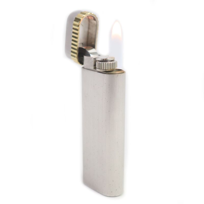  Cartier New Shape Oval Hairline Roller Type Gas Lighter Silver