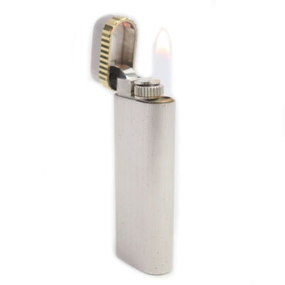  Cartier New Shape Oval Hairline Roller Type Gas Lighter Silver