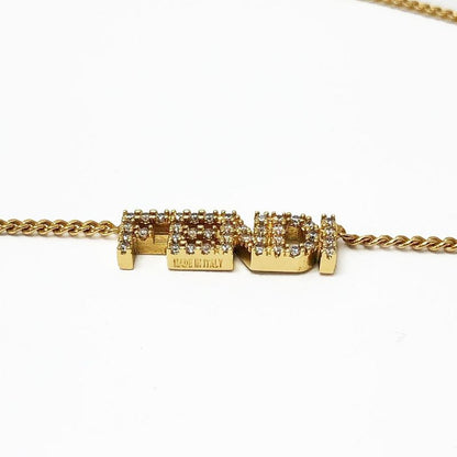 Fendi Logo Necklace Graffiti Zircon Gold