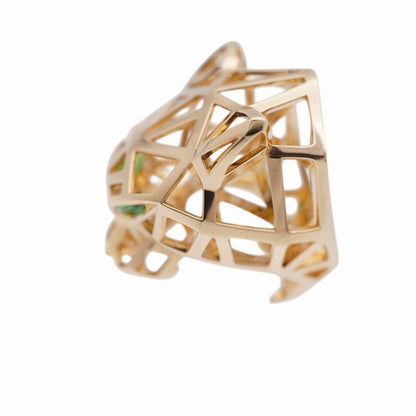 Cartier 18K Yellow Gold/onyx/tsavorite Panther De Ring N4722500 #52 Ring 750