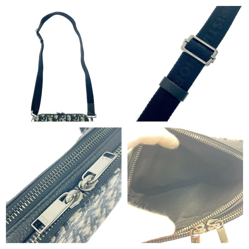 Dior 2obbc119yse Canvas Leather Oblique Strap Pouch Shoulder Bag 451657