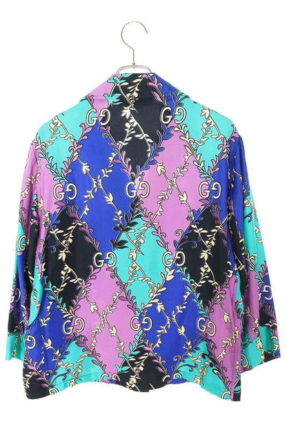 Gucci 609466 Zadfn Open Collar Silk Long Sleeve Shirt Men's 40