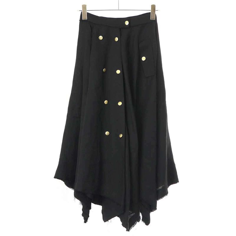 Loewe Emblem Button Asymmetrical Skirt Black