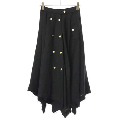 Loewe Emblem Button Asymmetrical Skirt Black
