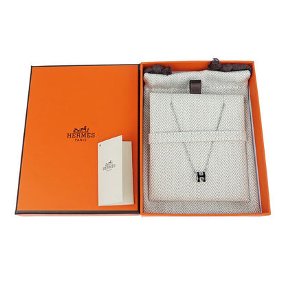 Hermes Necklace Pop Ash Mini Pendant H Black Silver-color- Accessories-