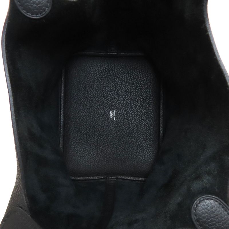 Hermes Picotin Lock MM Silver Hardware Handbag Taurillon Women