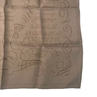 Hermes LART Decrire Calligraphy Art Scarf Silk Brown