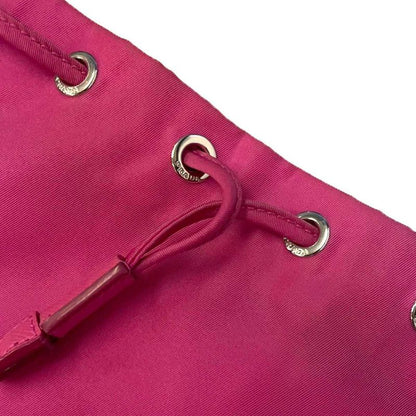 Prada Nylon Draw String Ring Pouch Draw String Bag Pink