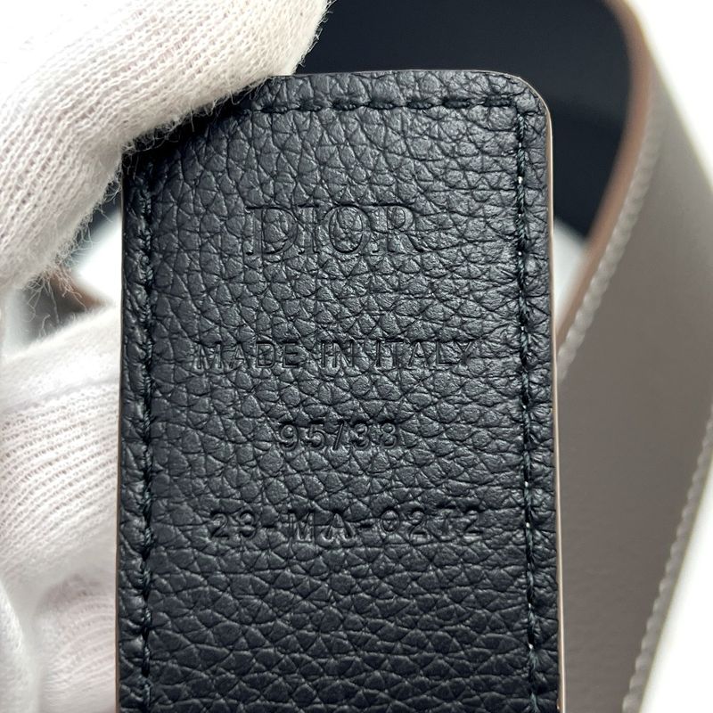 DIOR Belt CD Logo Buckle Leather Brown