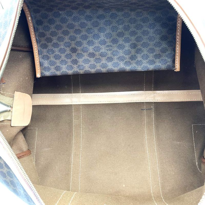 Celine M14 Boston Bag Macadam PVC Leather Brown Ladies Men