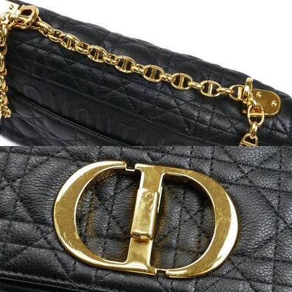 Christian DIOR Caro Medium Cannage Chain Shoulder Bag Black M9242uwhc_m900