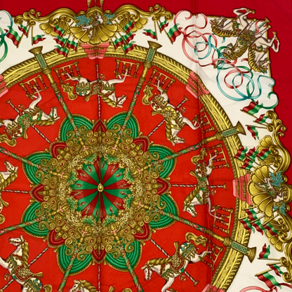 Hermes Carre 90 LUNA PARK Amusement Park White And Red Scarf 100% Silk