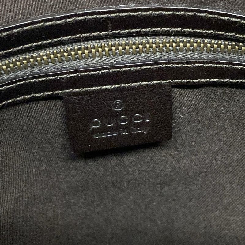 Gucci Tote Bag GG Pattern 109141 Beige And Dark Brown Leather