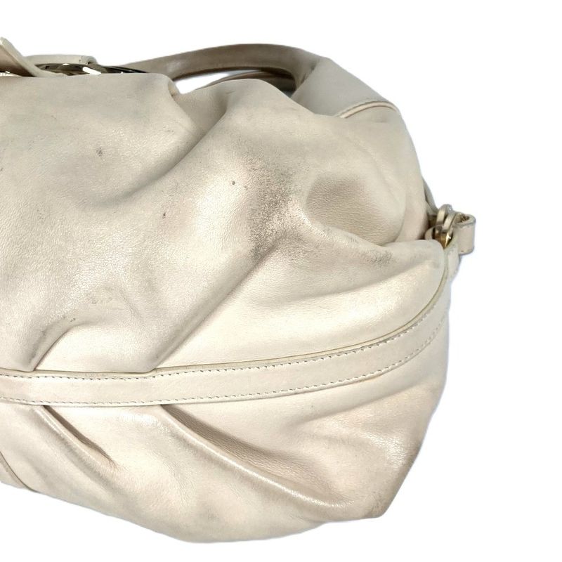 Bvlgari Bulgari Handbag Chandra Logo Leather Beige