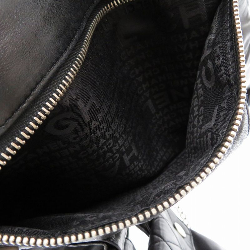 Chanel Jacket Bag Lambskin Black Matelasse 8 Series Coco Mark Body Bag 0031