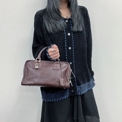 Loewe Anagram Amazona 28 Handbag Brown Leather Vintage Women's