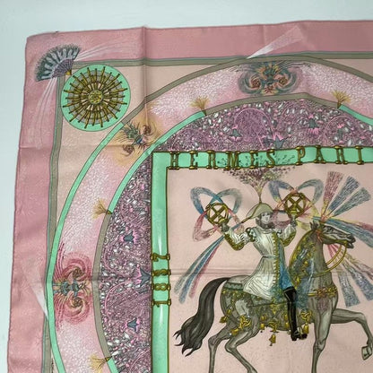 Hermes Carre 90 Silk Scarf FEUX Dartifice Flame Of Skill Pink