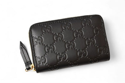 Gucci Coin Case Card Case Gucci Mini Wallet Coin Purse Guccissima 466492 Black