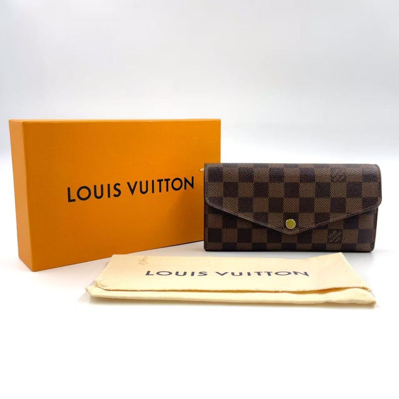 Louis Vuitton Portefeuille Sarah Damier Ebene Damier Ebene PVC Brown Folded
