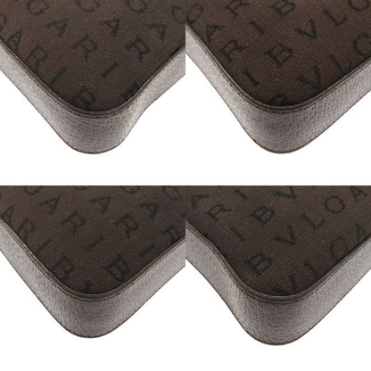 Bulgari Logomania Canvas Leather Brown Accessory Pouch Shoulder Bag 0428 Bvlgari
