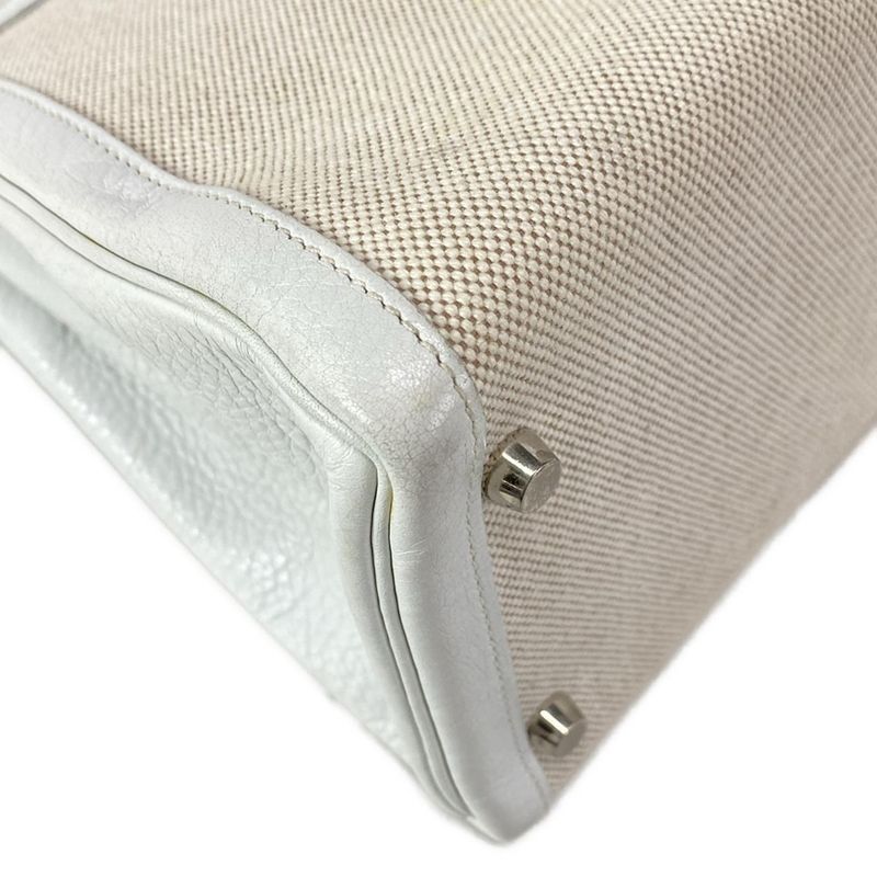 Hermes Handbag Kelly 32 White And Ivory Internal Stitching/silver Hardware