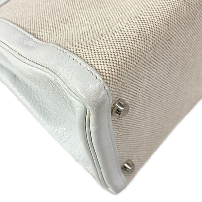 Hermes Handbag Kelly 32 White And Ivory Internal Stitching/silver Hardware