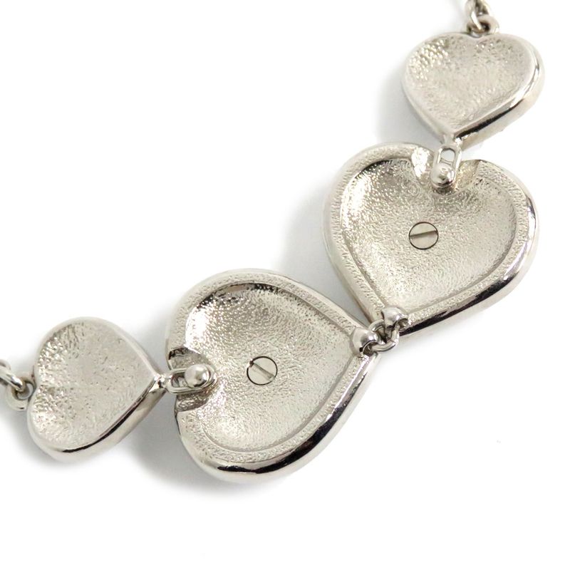 Chanel Necklace Heart Rhinestone Silver 23B Abb614b Fake Pearl Coco