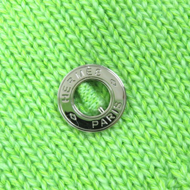 Hermes 23SS Cashmere Cotton Long Sleeve Cropped Knit With Logo Hardware Green