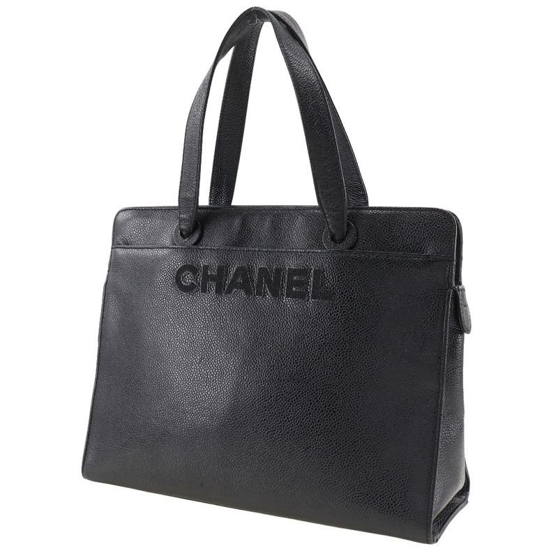 Chanel Logo Caviar Skin Black Ladies Handbag