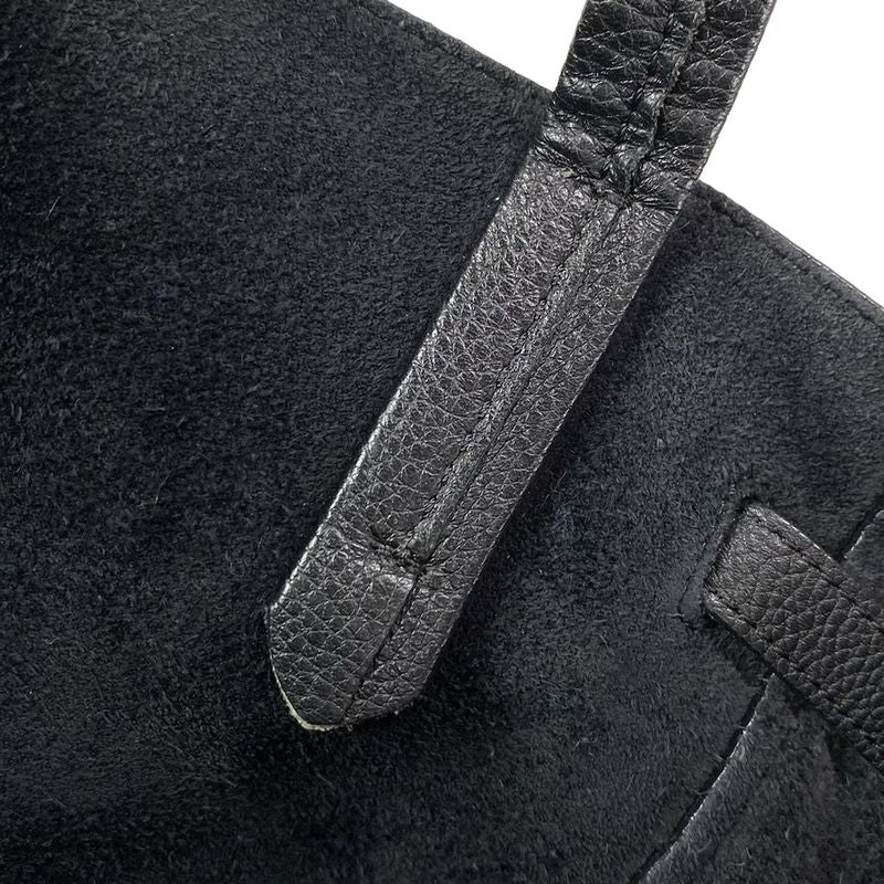 Celine Tote Bag Cabas Phantom Small With Belt Black Leather