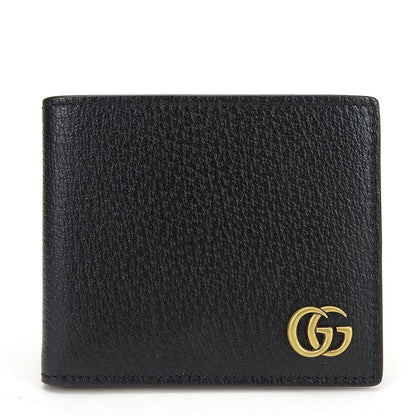 Gucci Billfold 428726 GG Marmont Leather Black Gold Hardware Card Case Bifold