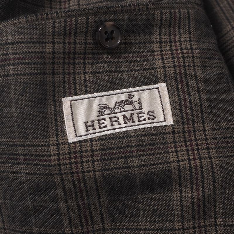 Hermes Tailored Jacket Size 52 Single Jacket Bleather Check 2B Made In Italy