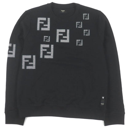 Fendi Fy0178 100% Cotton FF Logo Zucca Patch Sweatshirt Black S Made In Italy
