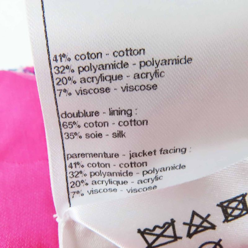 CHANEL 24P P76732 Cotton Coco Mark Bijoux Button Checkered Tweed Jacket Pink