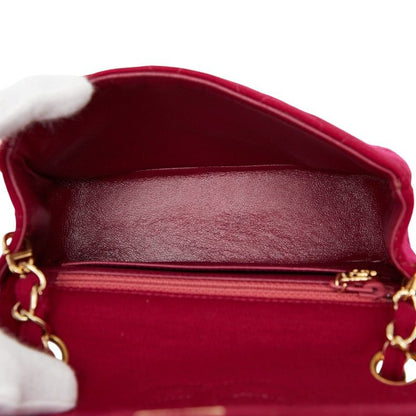 Chanel Coco Mark Mini Matelasse 17 Chain Shoulder Bag Red Cotton Women Chanel