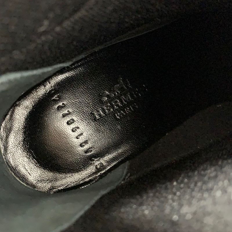 Hermes Volver Boots Short Shoes Fabric Leather Black Sock