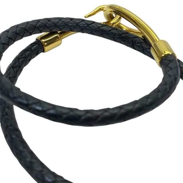 Hermes Jumbo Bracelet Bangle Choker Small Item Logo Leather GP Black Gold