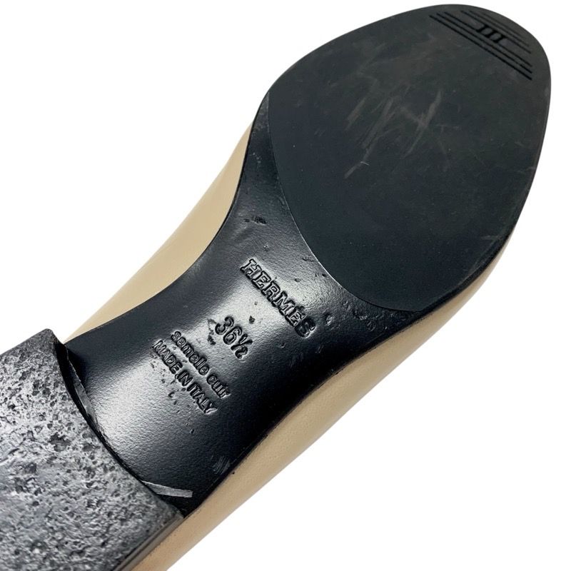 Hermes Royal Loafer Leather Shoes Leather Beige Black White Hhardware Constance