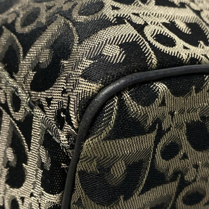 Dior/christian Dior Boston Bag Trotter Black And Gray Beige Leather