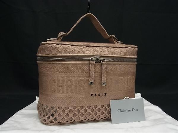 Christian Dior Christian Dior Canvas Handbag Vanity Bag Makeup Pouch Pink